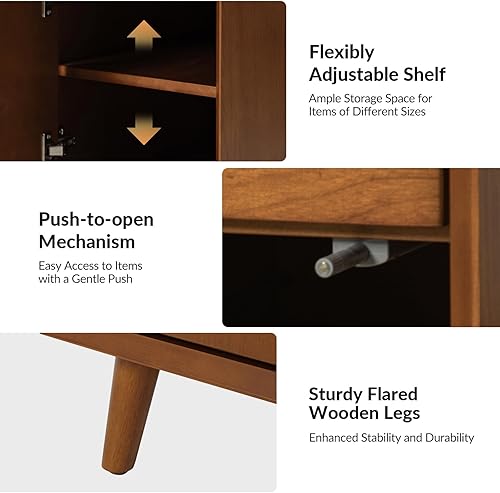 Miniatura 5 de HULALA HOME Mesa auxiliar con cajones y estación de carga, moderna mesa auxiliar con puertos USB y tomas, mesita de noche de madera con