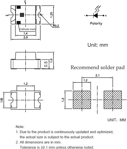 Diodo LED SMD 0805, LED de montaje en superficie, diodos emisores de luz LED, lámpara LED que emite componentes electrónicos, lámpara de bombilla de