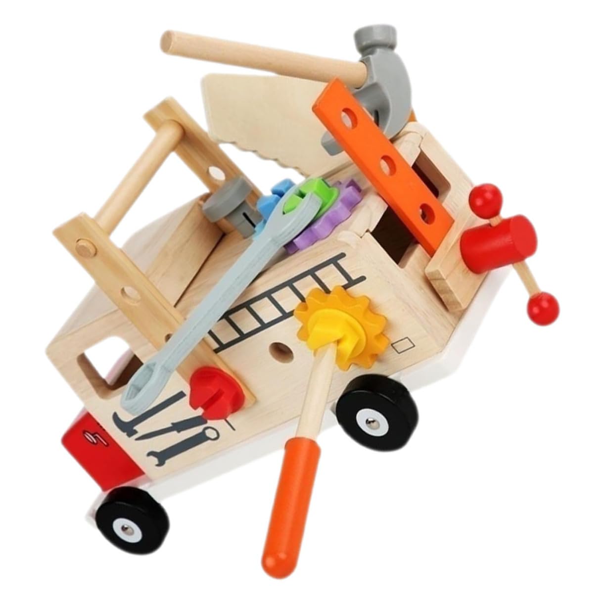 Holz Werkzeugkoffer Set für Kleinkinder Pädagogisches Lernspielzeug mit Schrauben Fördert Feinmotorik Rollenspiel Sicher und Vielseitig für Jungen und Mädchen