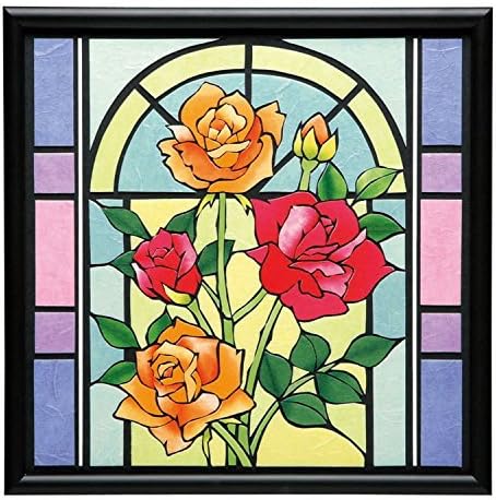 Handmade Kit Sakura Art 2-String Rose Stained Glass Framed Inside Dimensions 12 inches