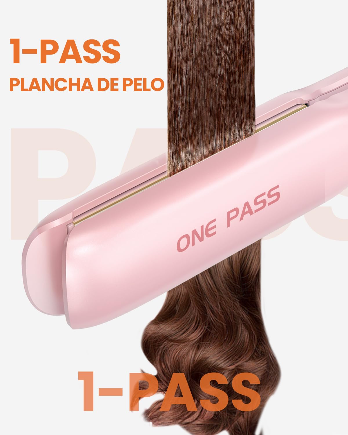 Faszin Planchas del Pelo 2 en 1, Calienta en 20s Plancha Pelo | de Titanio con Iones Plancha de Pelo, Pantalla LCD Clara, Ideal para Alisar, Rizar y crear Ondas -Rosado