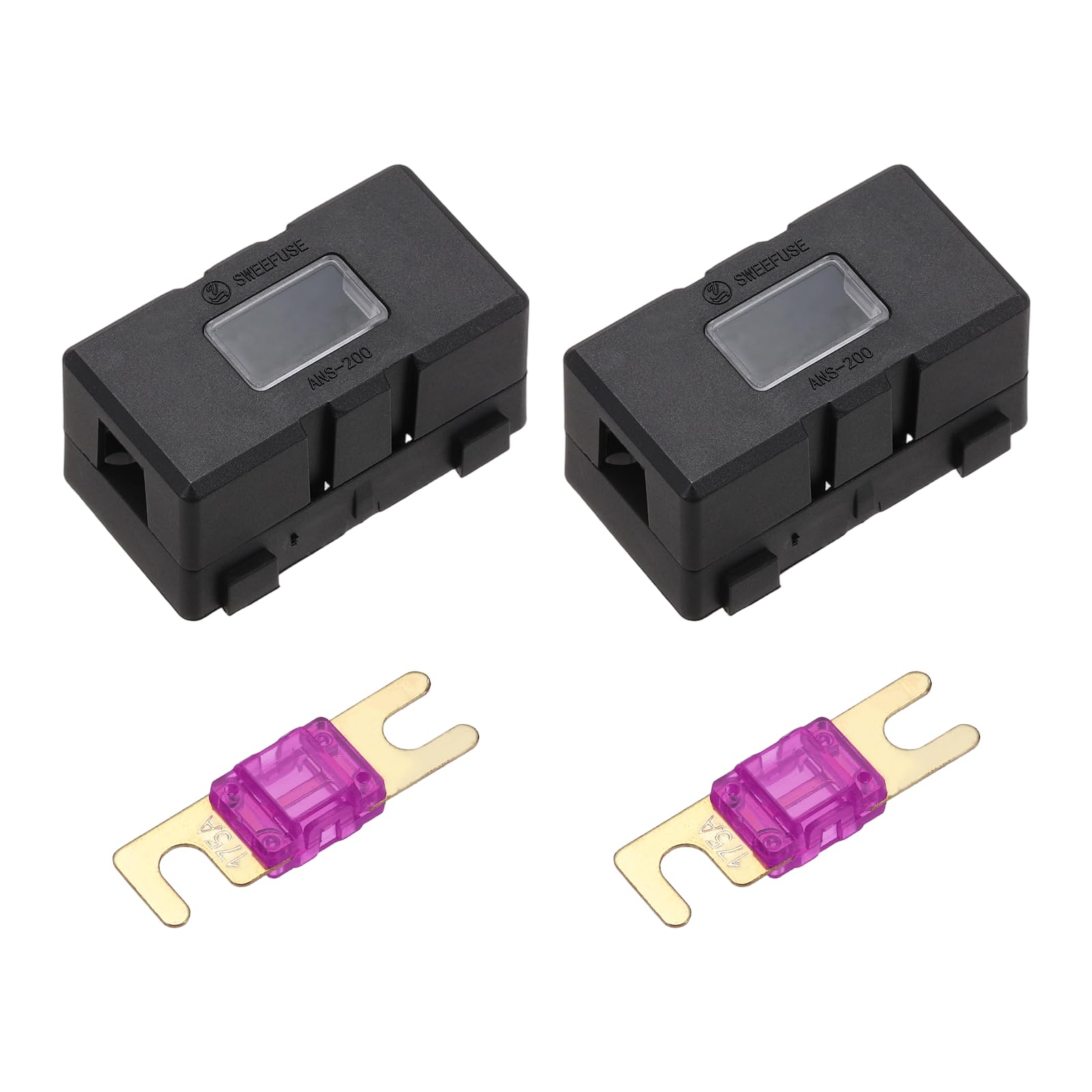 sourcing map 2pcs 200A 125V ANL Fuse Holder Kit, 175A Fuse Inline Block Box for Automotive Marine Audio Video Electronic System