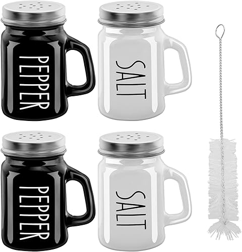 Miniatura 15 de 2 botellas de vidrio para especias de 4 onzas, saleros, botellas de especias para el hogar, salero y pimentero, tarro de condimentos multiusos para