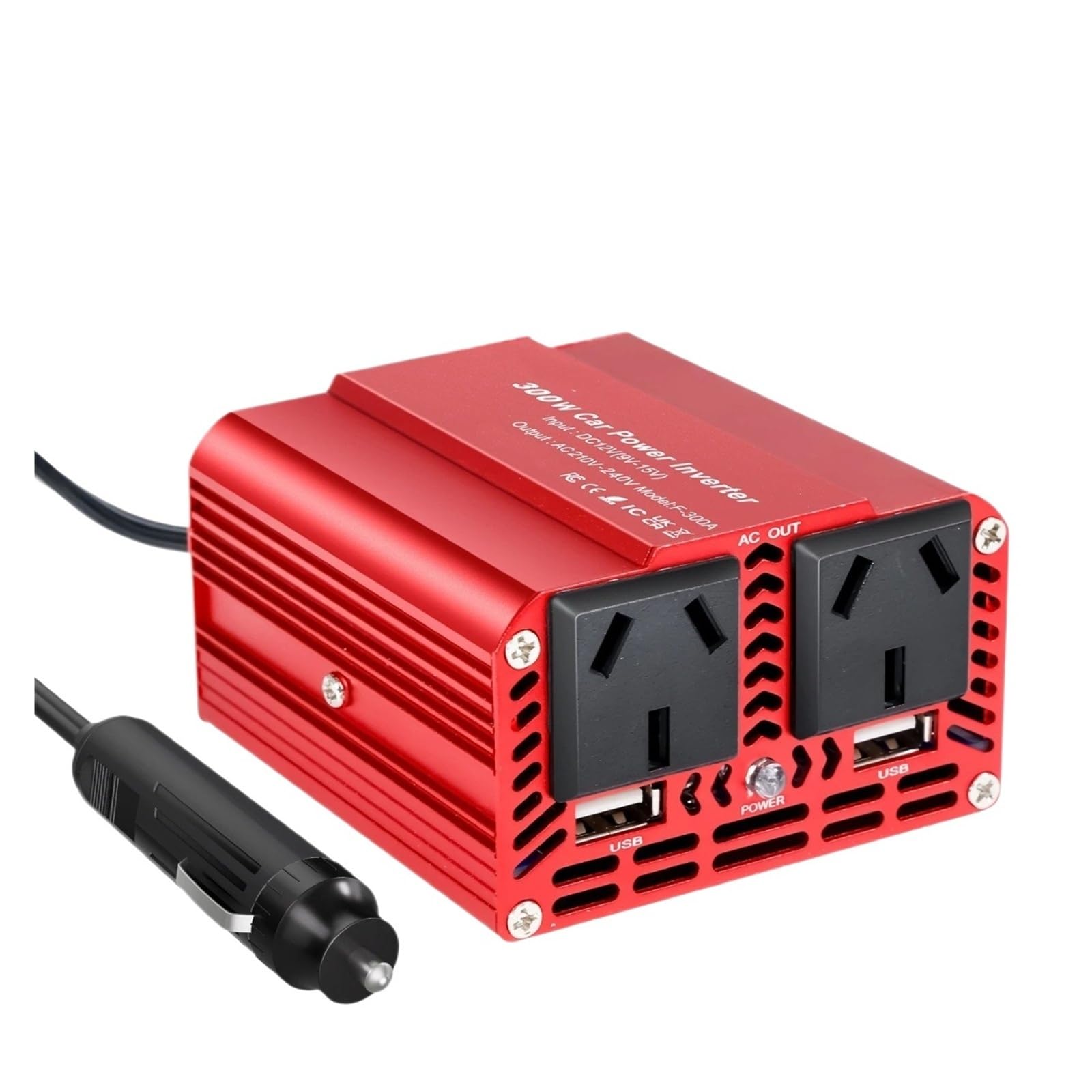Convertidor Adaptador Inversor Coche 300W 200W Portátil 12V 220V 240V Convertidor Encendedores Cigarrillos Salida USB Carga Rápida Teléfono/PC/cámara inversor