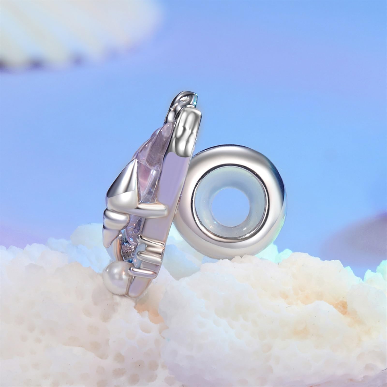 Charms distanziatori gomma a coda pesce argento sterling 925 bracciali, collane donne, compleanno