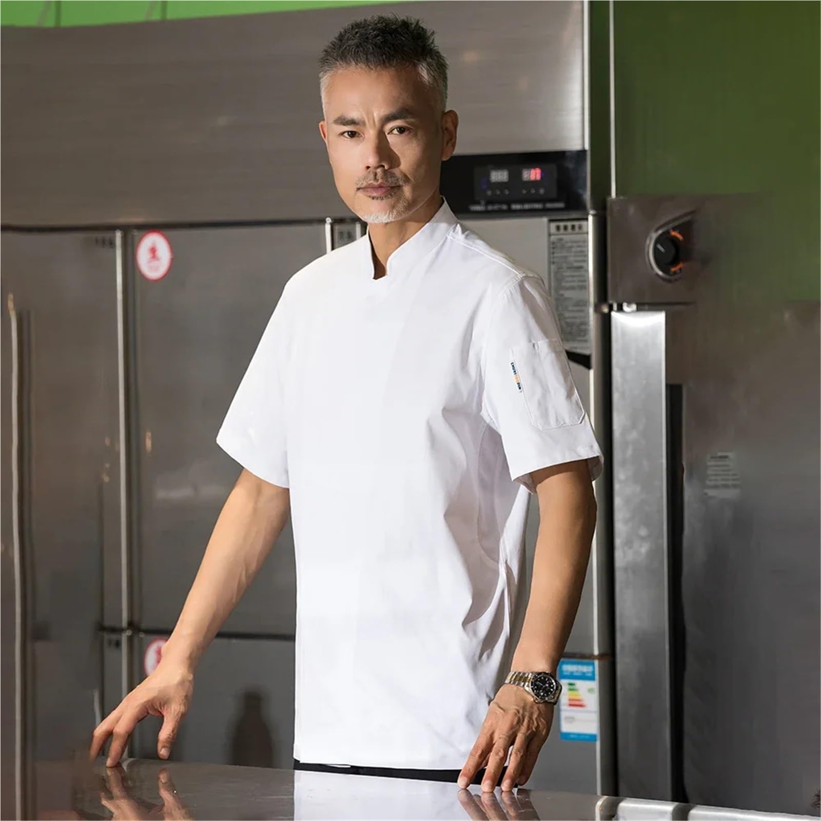 Uniforme de chef Chaqueta de manga corta for chef, uniforme transpirable for cocina, restaurante, hotel, barbería, camarero, camisa trabajo unisex para chefs