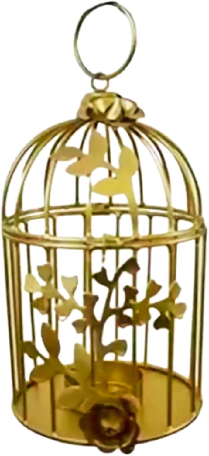 Iron Metal cage candle Holder Butterfly Jar Diwali-Christmas Decor, Bird Cage Design T-Light wall hanging home & Wall Decoration (LOT OF 5)