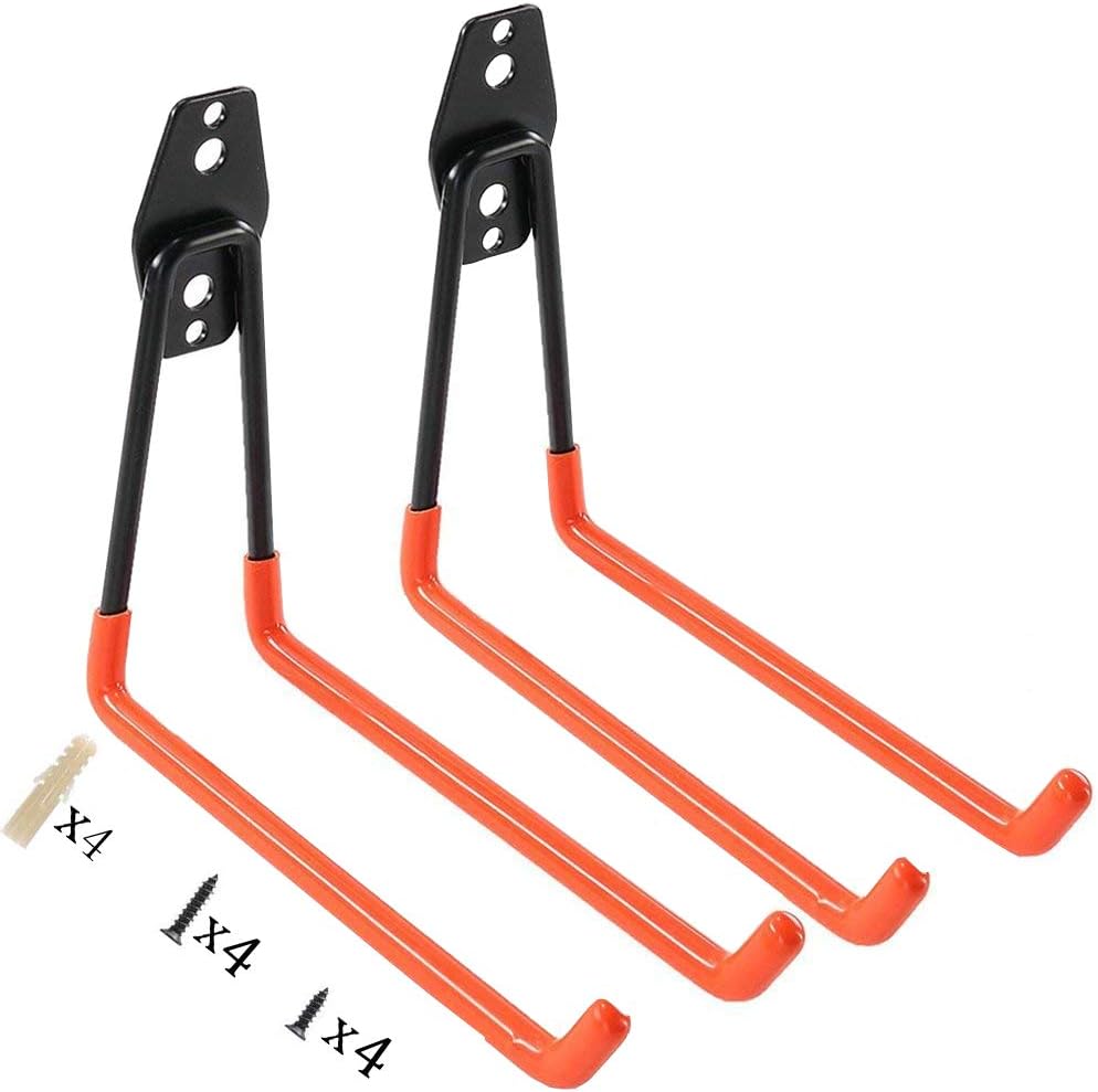 AIYoo Garage Storage Utility Hooks, Heavy Duty Steel Wall Mount Hanging Extended U-Hook Tool Organizer Holder for Power Tools, Ladders, Bulk Items, Bikes, Ropes etc.