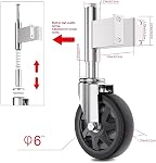 Spring Loaded Gate Caster Wheel 6”, Heavy Duty Gate Wheel for Wooden Gates, 600 Lbs Load Capacity, 360 Degree Swivel