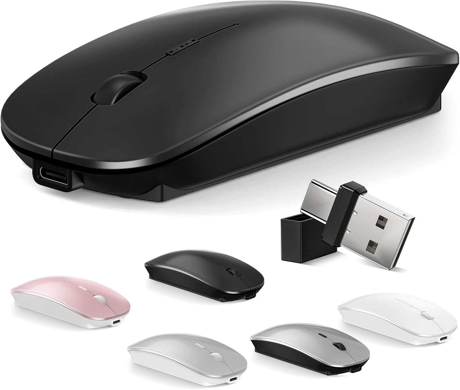 Normdecos Mouse for MacBook Wireless Bluetooth Mouse Laptop MacBook Air Mac Pro Rechargeable Silent PC iPad Optical Mice with Dual Mode Switch Bluetooth 5.2/3.0