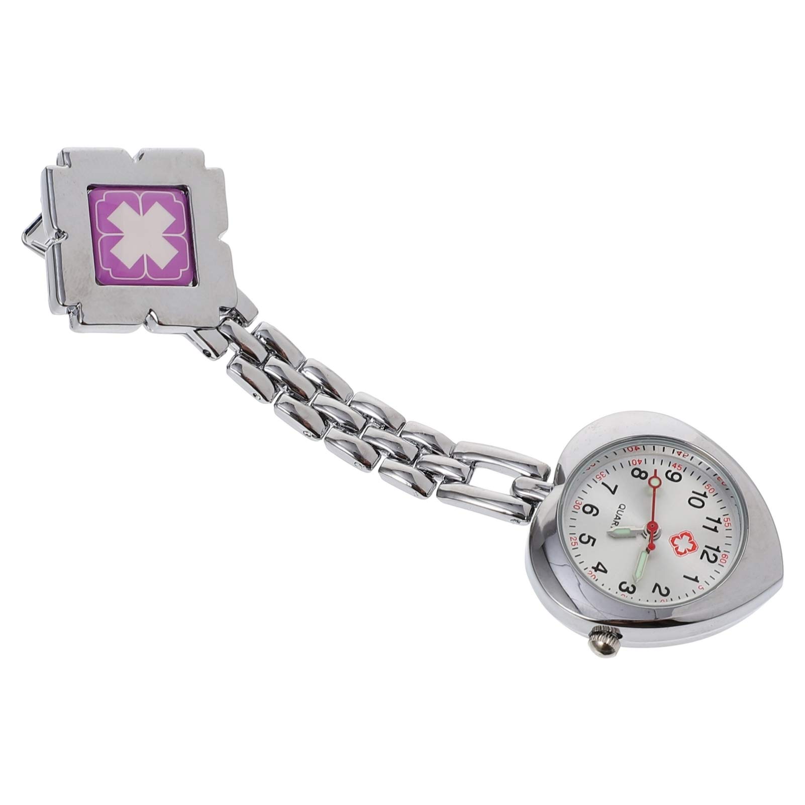 Hemobllo Orologio da Tasca Quadrante Luminoso Notturno Orologio Clip Portachiavi Clip