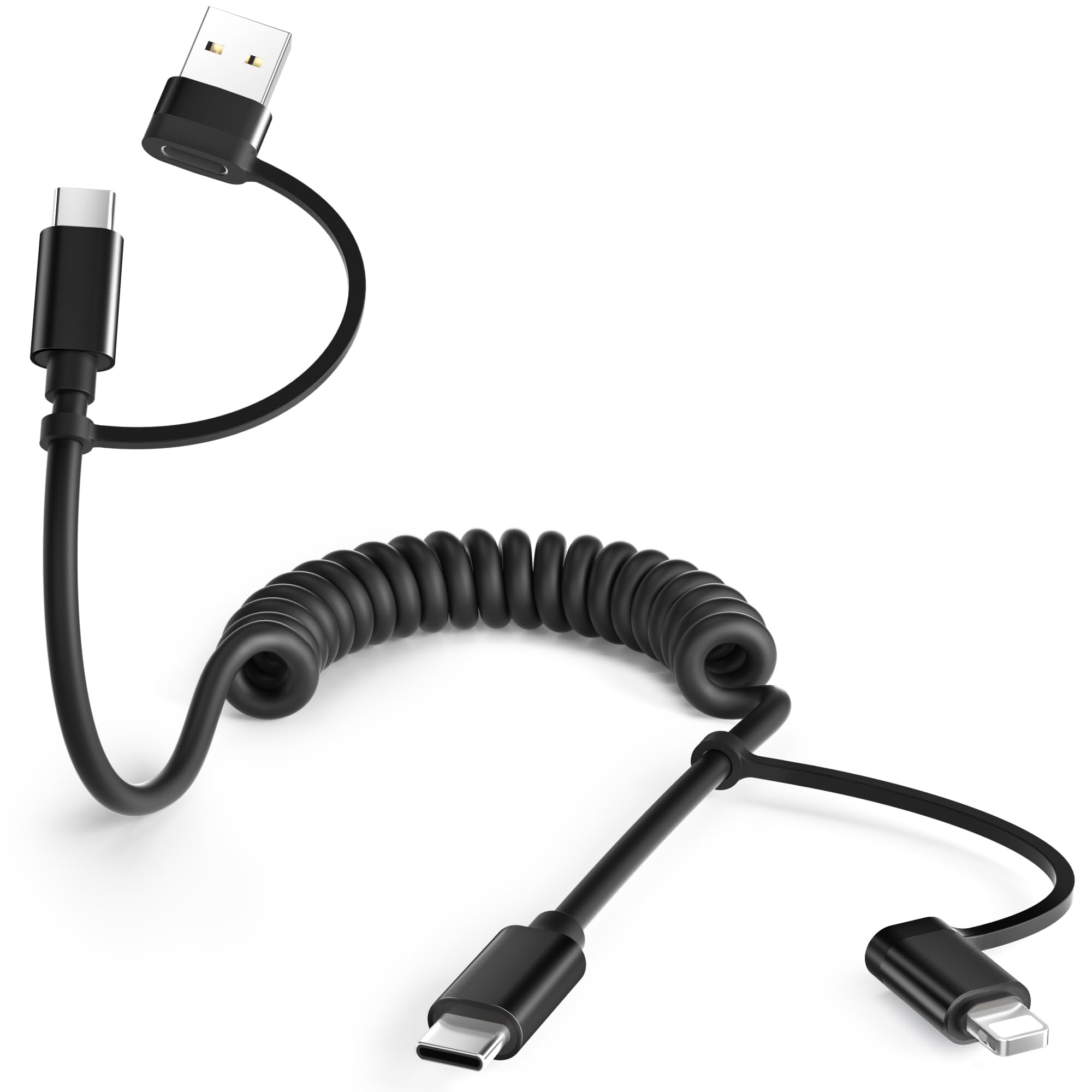 Amazon.com: Basesailor 4IN1 Coiled USBC Cable 4FT,USBA/Type C to