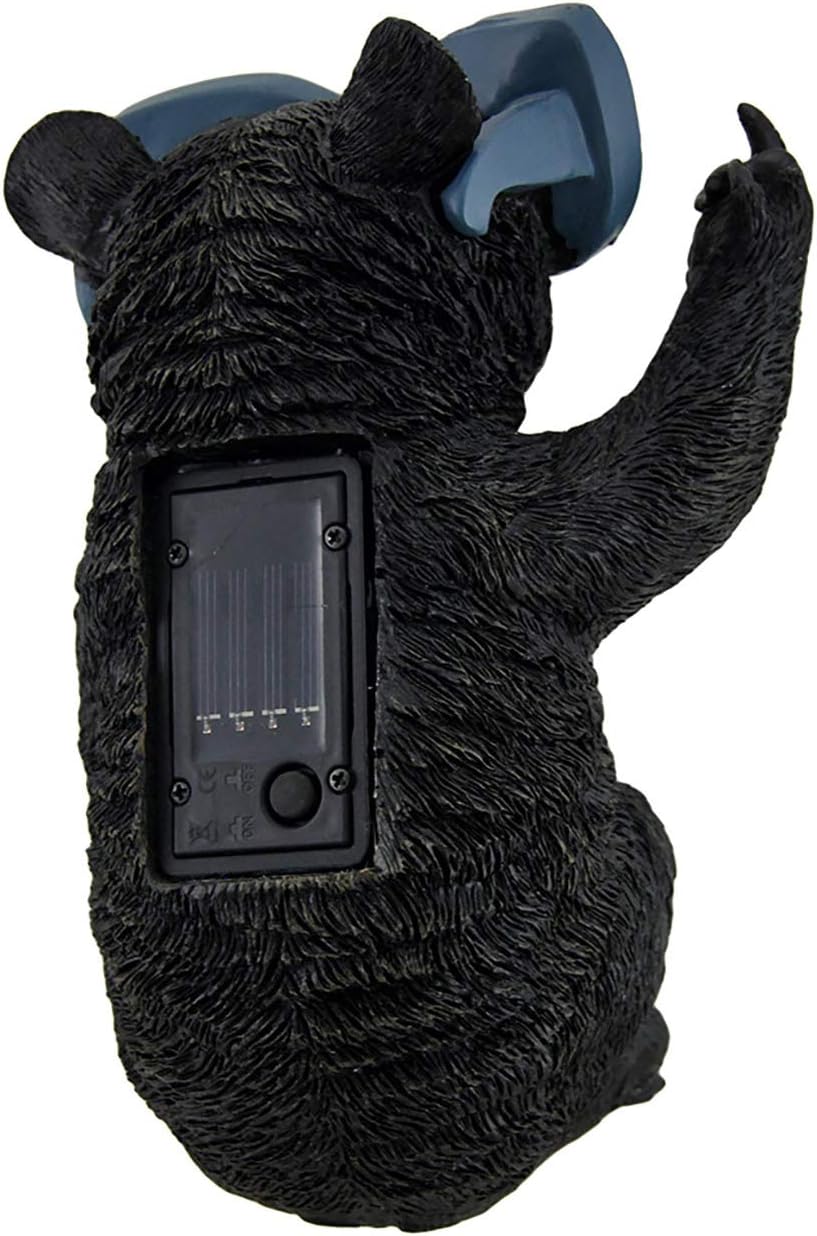 Zeckos Naughty Bear Solar Eyes LED Light Statue Outdoor Decor