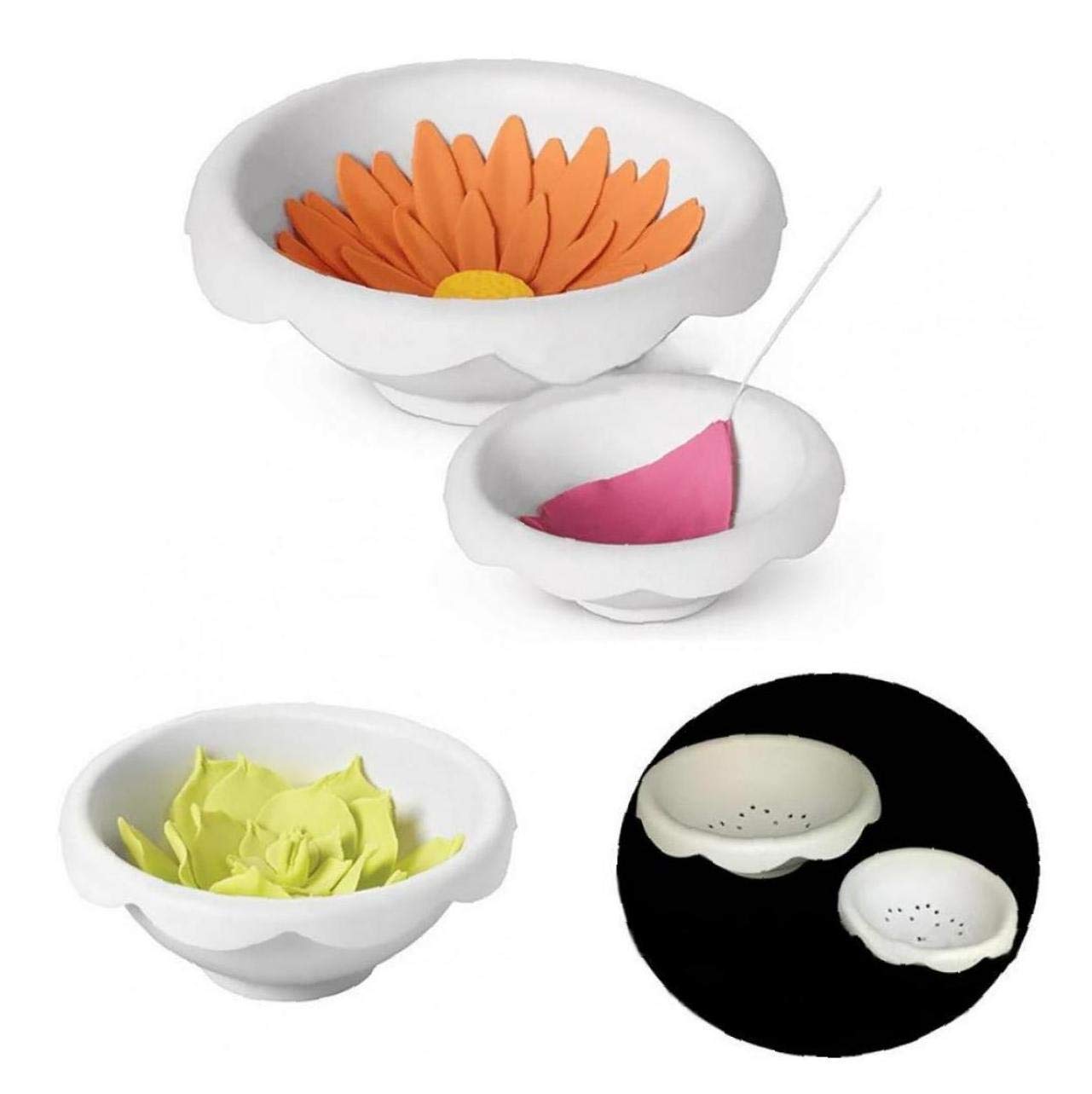 Pinicecore White 2Pcs Fondant Forming Cups Plastic Sugar Paste Flower Drying Mold Chocolate Forming Shaping Mold