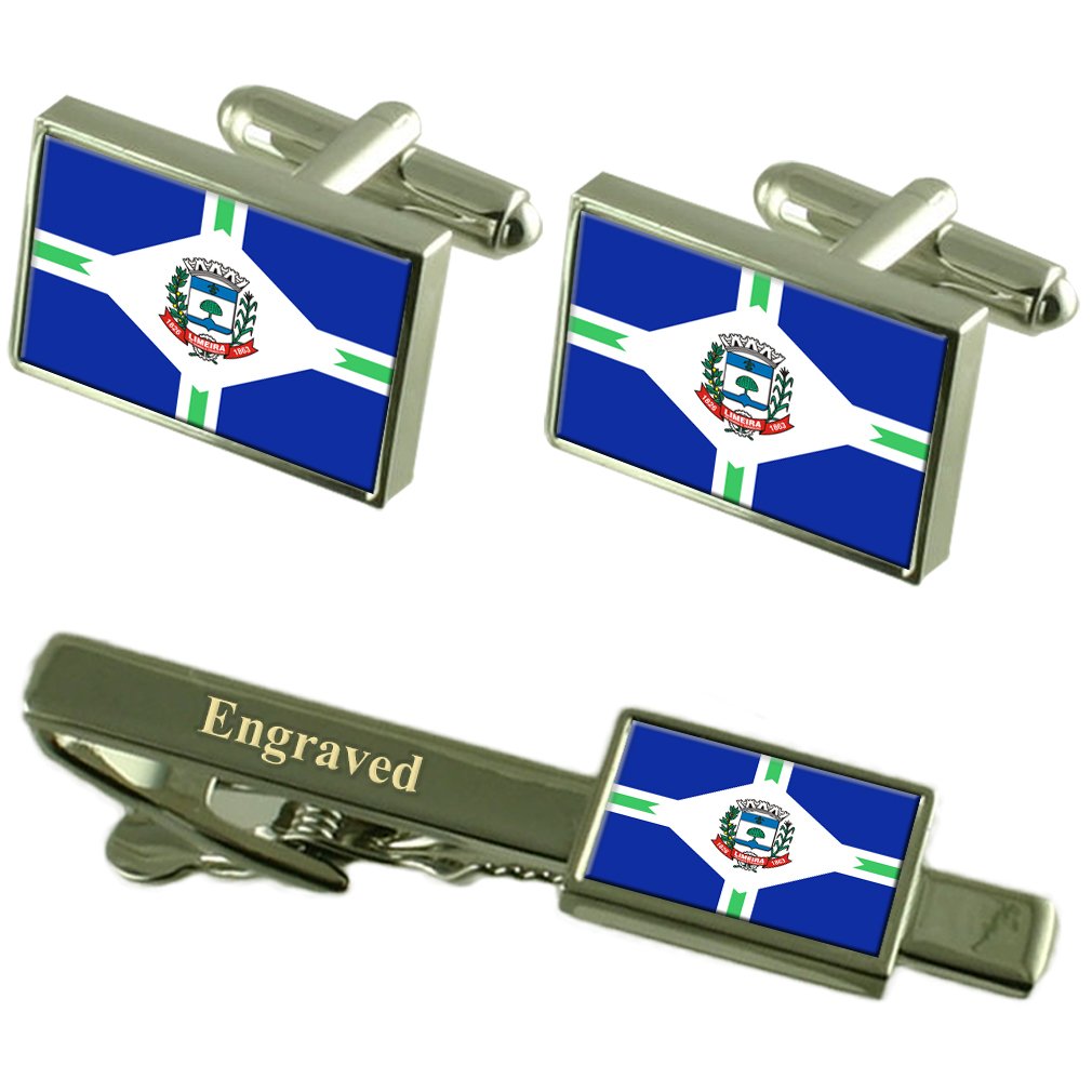 Limeira Stadt Sao Paulo State Flag Manschettenknöpfe graviert Krawattenklammer