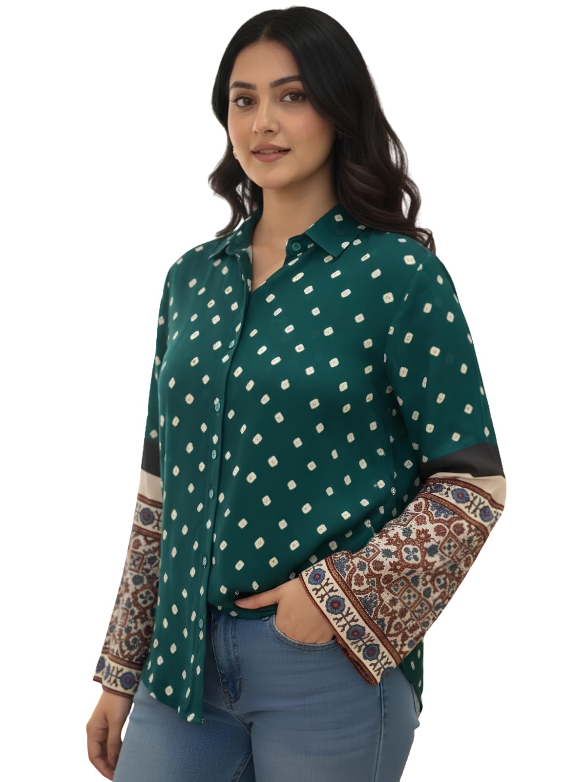 greciilooks Women Printed Formal Shirt | Stylish Office Top | Casual Full Sleeve Shirts | Trendy Summer Tops | Smart Casual Printed Top for Women's | French Crep Button Down Modern Fit-picture-20