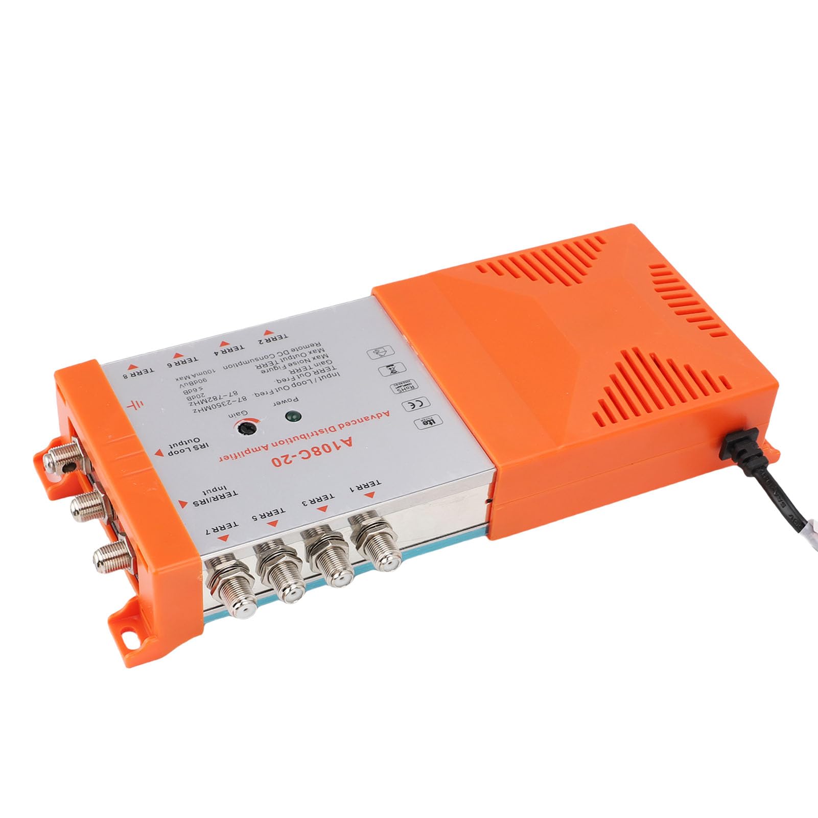 Amplificatore di Distribuzione a 8, Amplificatore per Antenna TV a Cascata IRS con Supporto Filtro 4G LTE, per TV con Rumore Ultra Basso ≤4 DB (Spina UE 220-240 V)