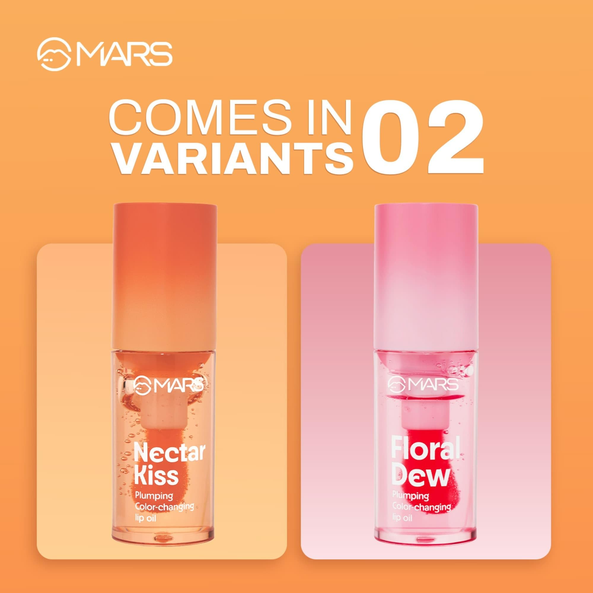 MARS Plumping Color Changing Lip Oil (4.5ml) (FLORAL DEW) With Fat Applicator | Skin Nourishing Ingredients - Olive Fruit Oil, Jojoba Oil | Hydrating & Moisturising | Plumping Effect - Image 7 thumbnail