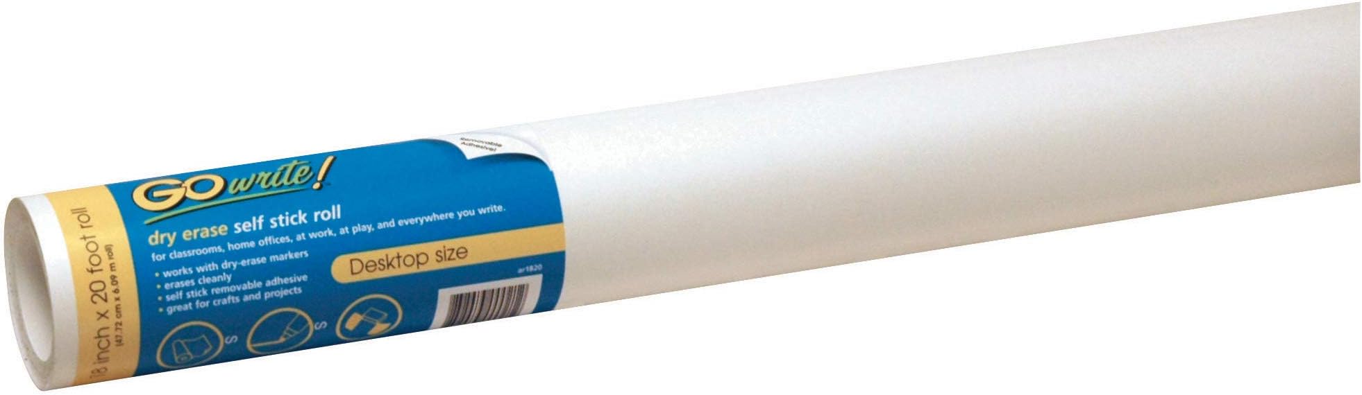 GoWrite! PACAR1820 Self-Adhesive Dry Erase Roll, White, 18" x 20', 1 Roll
