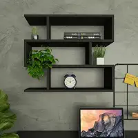 Nicho de Parede ZIG Moderno em MDF – Decoração e Organização Elegante (PRETO)