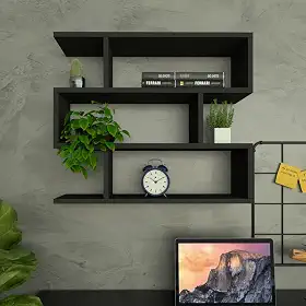 Nicho de Parede ZIG Moderno em MDF – Decoração e Organização Elegante (PRETO)