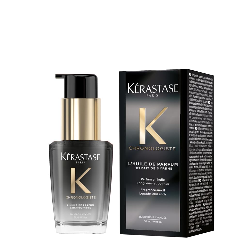 Kérastase Chronologiste, Aceite Perfumado Sin Aclarado, Aporta Nutrición y Fuerza, Brillo y Aroma Floral Capilar, Con Notas de Rosa de Té y Peonía, Para Todo Tipo de Cabellos, Huile de Parfum, 30ml
