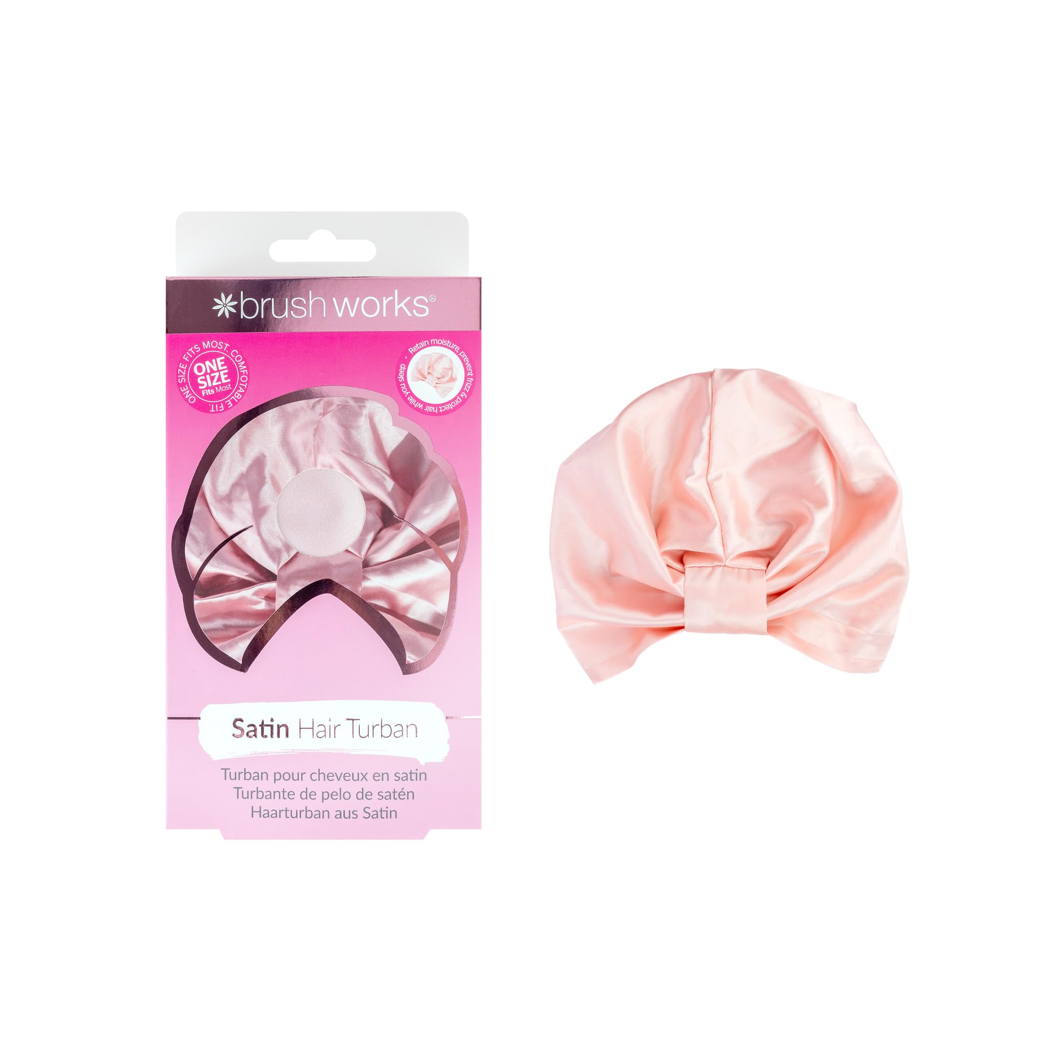 Brushworks Satin Hair Turban, Pink, One Size