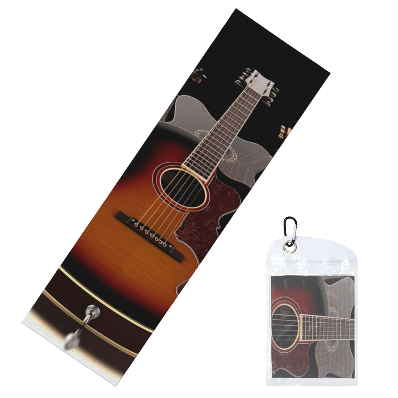 DWVTSLH Cooling Towel for Neck and Face, Guitar Ice Towel for Hot Weather, Soft Microfiber Chilly Towels with Waterproof Bag & Carabiner, Breathable Workout Towels 40"x12"
