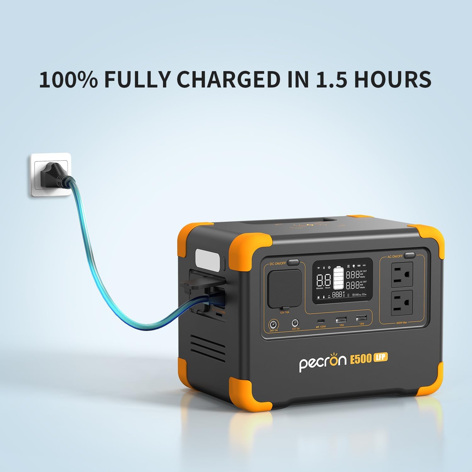 Pecron E500LFP 100% Fully Charged in 1.5 Hours