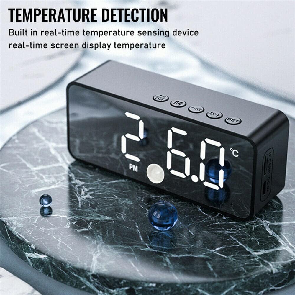 LED cyfrowy elektroniczny zegar na biurko drzemka lustro budzik sterowanie głosem wyświetlacz czasu temperatury Bluetooth (kolor: A) (C)