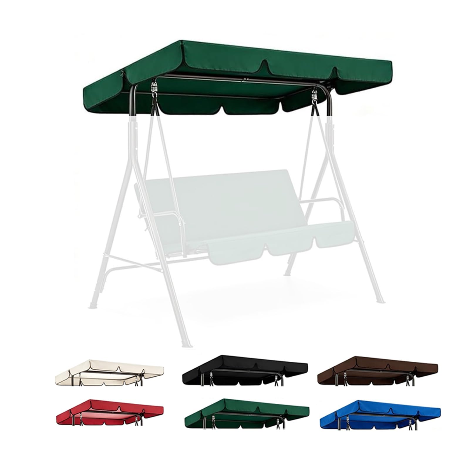 Kxwoq3ed Green Garden Swing Chair Canopy Replacement, Waterproof Outdoor Patio Swing Canopy Cover, Sun Shade Awning Garden Hammock Top Cover(,190X132x15cm)