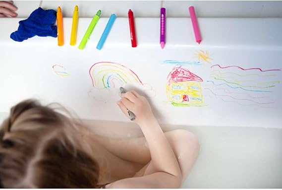 Tiger Tribe Bath Crayons - 8 Washable Colors for Mess-Free and Creative Bath Fun, Easy Grip for Kids Age 3+, Develops Creativity and Motor Skills