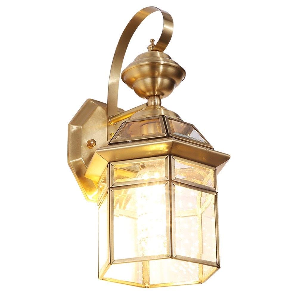 YNIYUJKL Wall Lamp, Luxurious Gold E27 All Copper Glass Outdoor Wall Lantern European Antique Ip55 Waterproof Courtyard Exterior Wall Lamp Garden Villa Porch Decorative Ligh