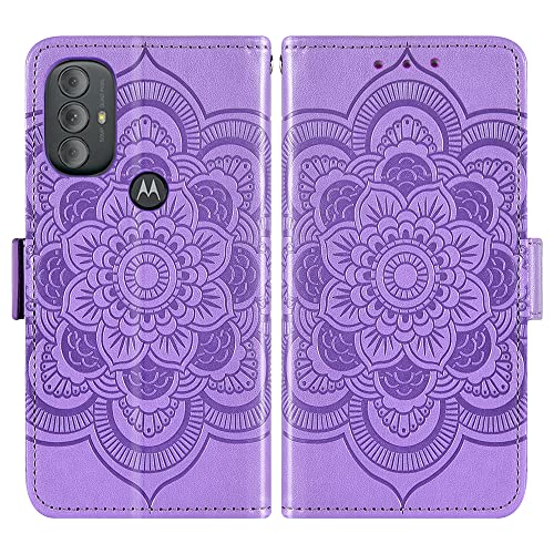 Asuwish Phone Case For Motorola Moto G Power 2022/Motog Play 2023/G Pure 2021 Wallet Cover With Tempered Glass Screen Protector And Flip Card Holder Cell Xt2165Dl Xt2163Dl Xt2165-5 Xt2271-5 Men Purple #TOP5