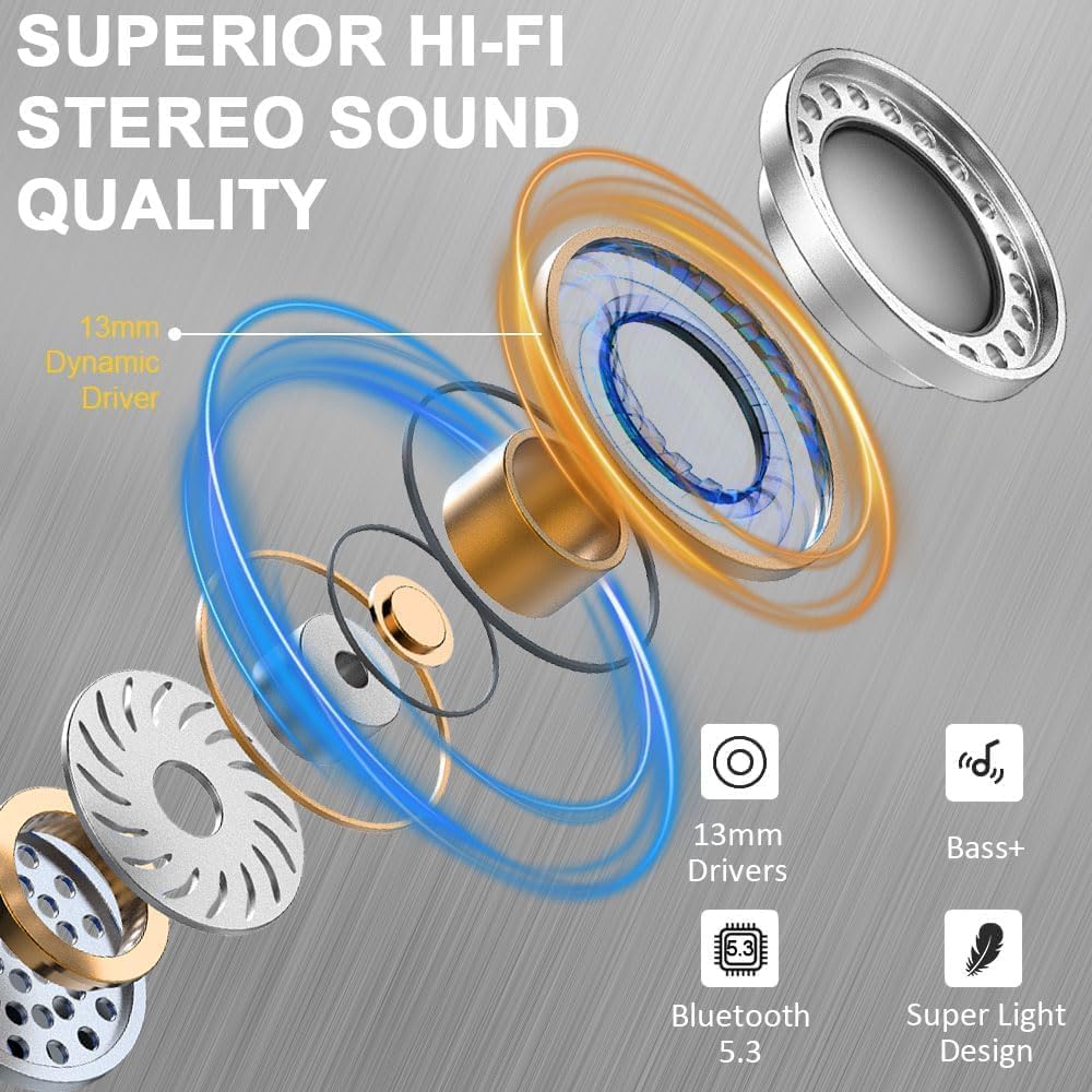 Drsaec Ecouteurs Bluetooth sans Fil, Écouteurs Bluetooth 5.3, 2026 Écouteurs sans Fil avec 4 ENC Réduction de Bruit Mic, IP7 Étanches Oreillette Bluetooth 50H Stéréo USB-C pour iOS/Android