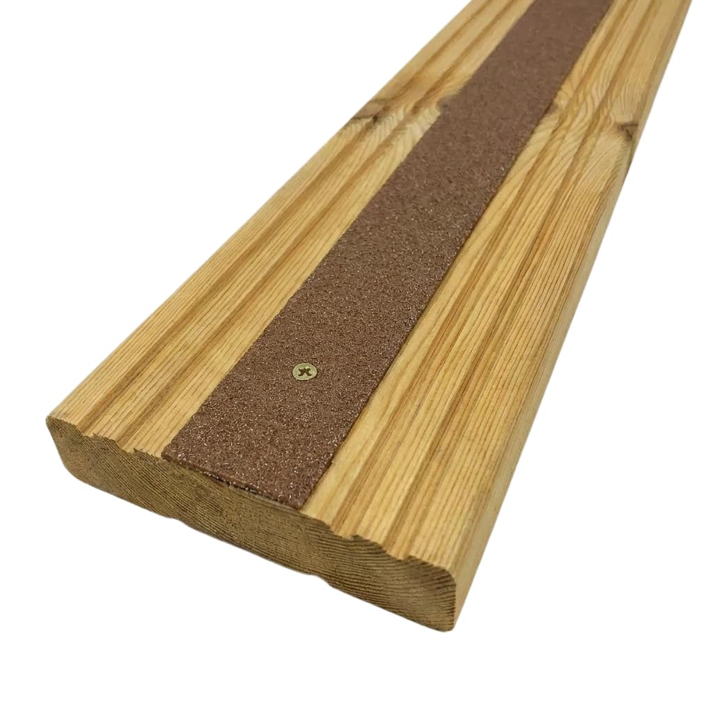 GreenTec GRP Anti Slip Decking Strip – Heavy Duty Non Slip Safety Tread for Decking, Outdoor Steps, Stairs & Ramps – Multiple Sizes & Colours (5, Brown, 600mm x 50mm x 3mm)