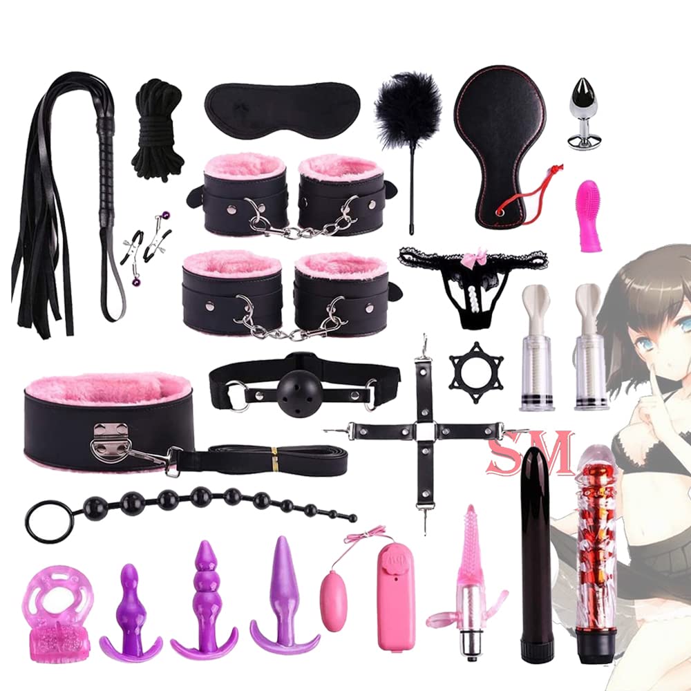 Set de 26 pièces en cuir rose B`D`S`M Romantic Adventure, le set