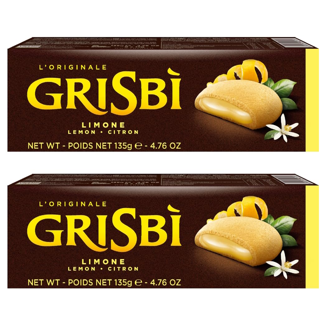 Matilde Vicenzi Grisbi Cream Italian Biscuits Cookies | 2 x 135g Packs (Lemon)