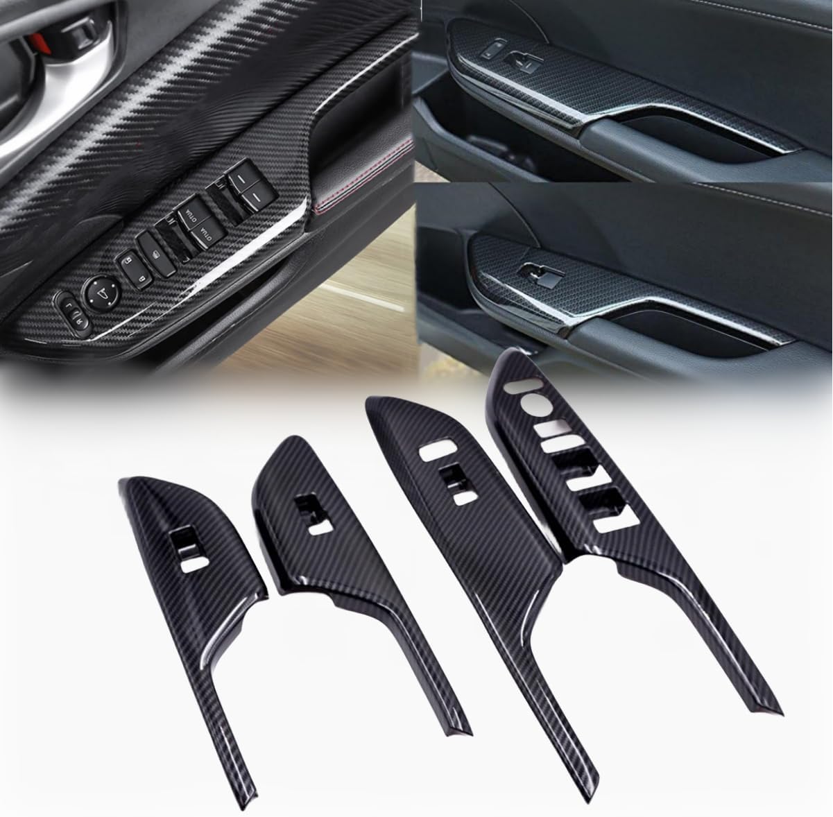 ATAIRSOFT Window Control Switch Button Cover Door Lock Switch Trim Window Switch Panel Cover for Honda Civic 10th Gen 2016 2017 2018 2019 2020 2021 Interior Accessories (Carbon Fiber Pattern)