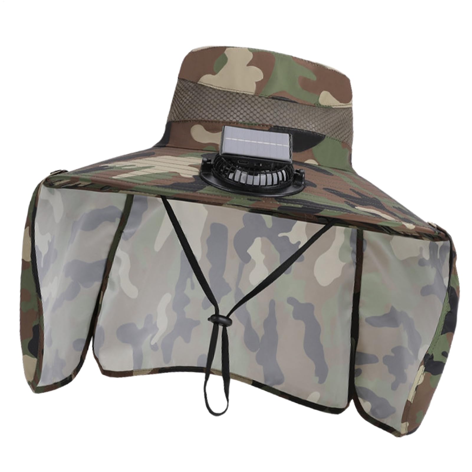 Cappello per ventilatore solare | cappello da pesca traspirante | protezione per la testa a tesa larga con ventilatore solare rimovibile e sottogola per viaggi, sport, attività all'aperto