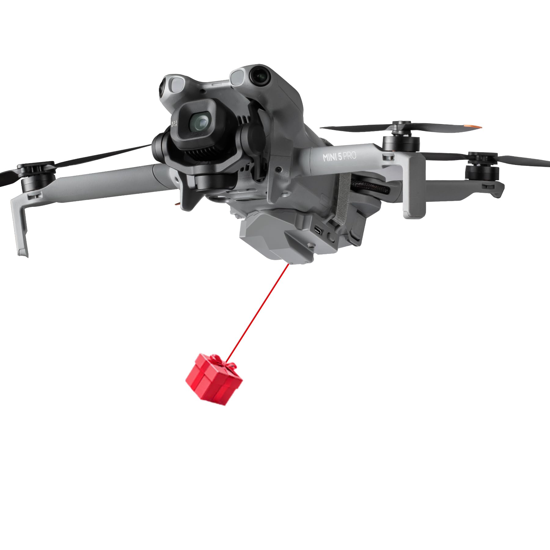 Dispositivo di rilascio del carico utile compatibile con DJI Mini 5 Pro/Mini 4 Pro, carico utile massimo 130 g, telecomando FN/C1 Trigger, 100 gocce per carica, pesca e uso matrimonio