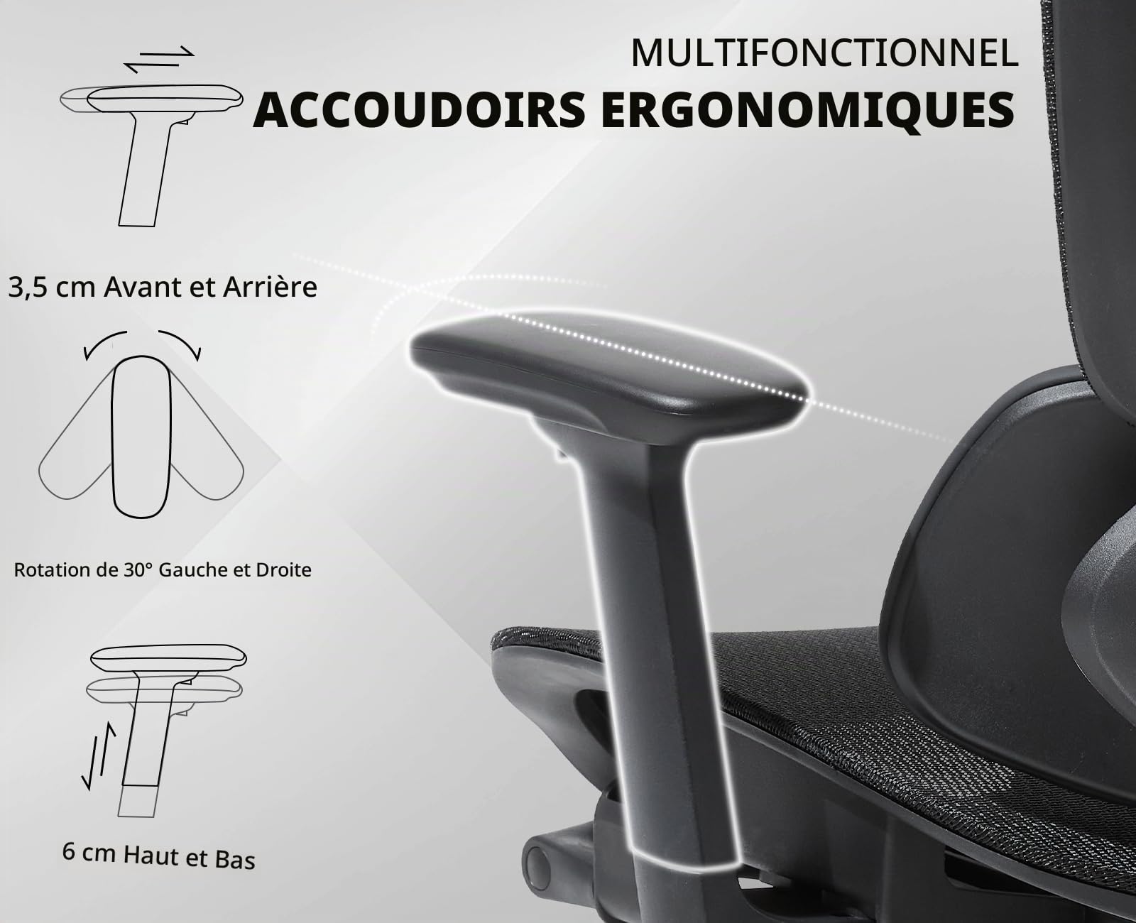 Ya-Home Fauteuil de Bureau Ergonomique en Maille avec Repose-Pieds, Noir