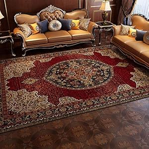 TEPPICH-CY-ZK Gemakkelijk schoon te maken niet-fading Babyroom Rug Retro rood geometrische bloemen Perzische stijl grote…