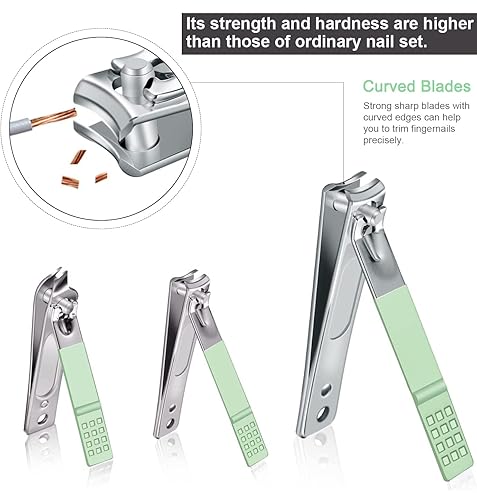 Juego de manicura – 7 piezas profesionales de viaje cortaúñas con bolsa de cuero verde, herramientas de cuidado de uñas de acero inoxidable kit de