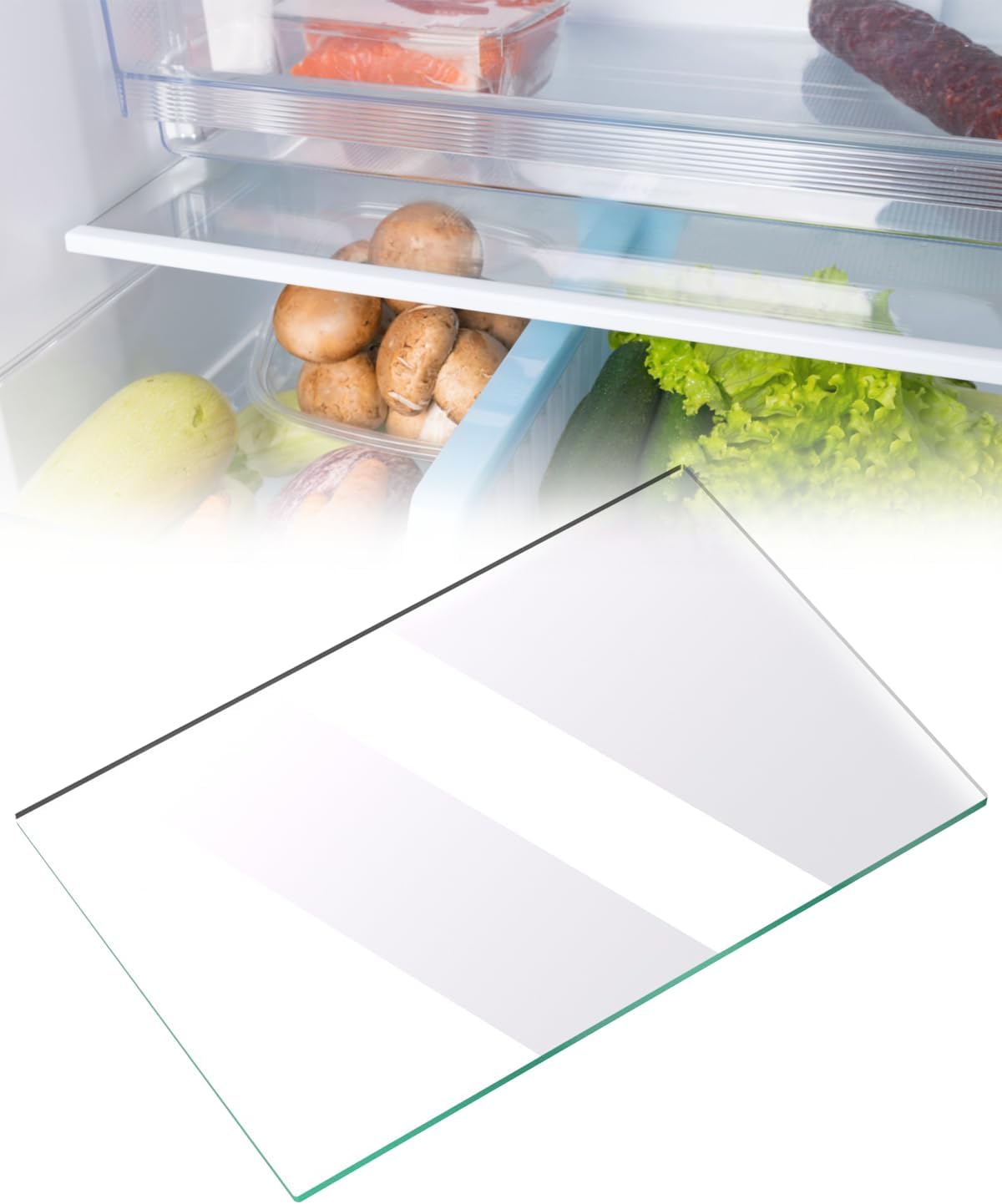 240350609 Refrigerator Glass Shelf Replacement – 17" x 23.75" Crisper Pan Insert Compatible with Frigidaire, Kenmore, Gibson, Crosley – Tempered 9H Hardness, 33LB Capacity, AP2115929, LFHT2131QE1