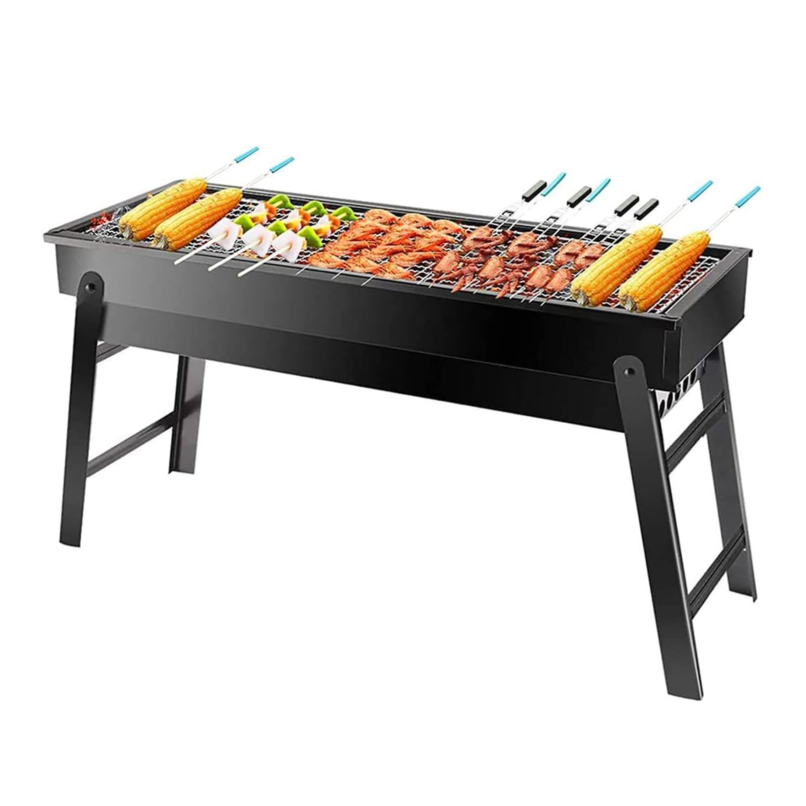 Barbecue charbon portable avec filet en acier inoxydable robuste