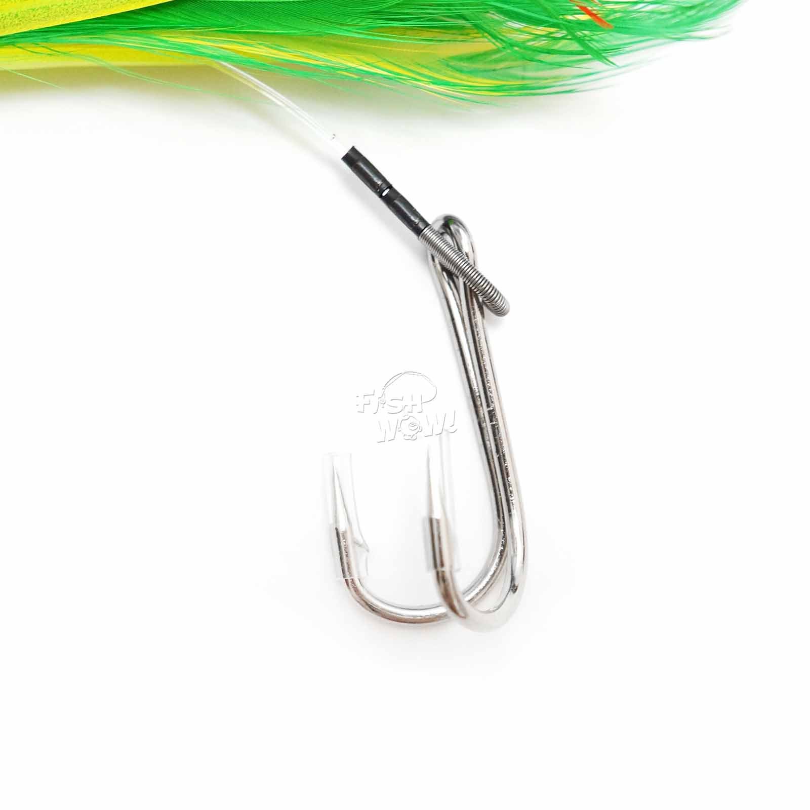Leurre De Pêche Plume De Thon Rouge Blanc 6 Pouces – Magbay Lures, Hameçons 7/0, Pour Thon Et Mahi Mahi
