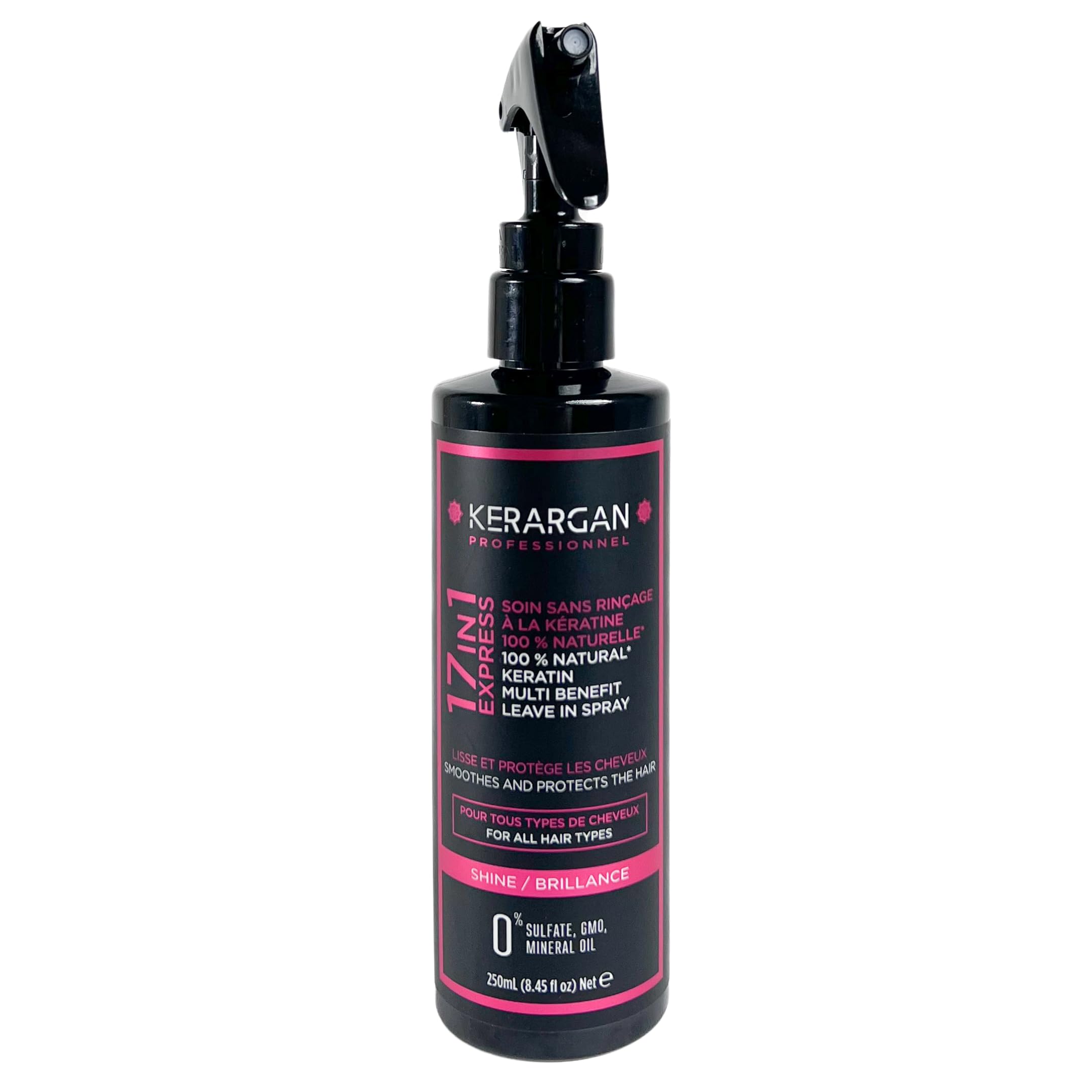 Kerargan - Lotion Tonique à la Kératine pour Cheveux Brillants et Renforcés - Hydratant, Démêlant, Thermoprotecteur - Anti-Frisottis et Volume - Sans Sulfate, OGM ni Huiles Minérales - 250ml
