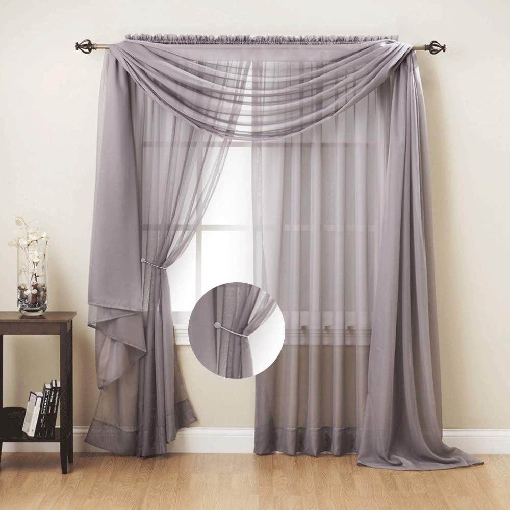 Curtain Tiebacks Magnetic, Drape Holders Holdbacks Decorative Weave Rope Clips Window Sheer Blackout Panels Home Office, Sliver (Pack of 2)