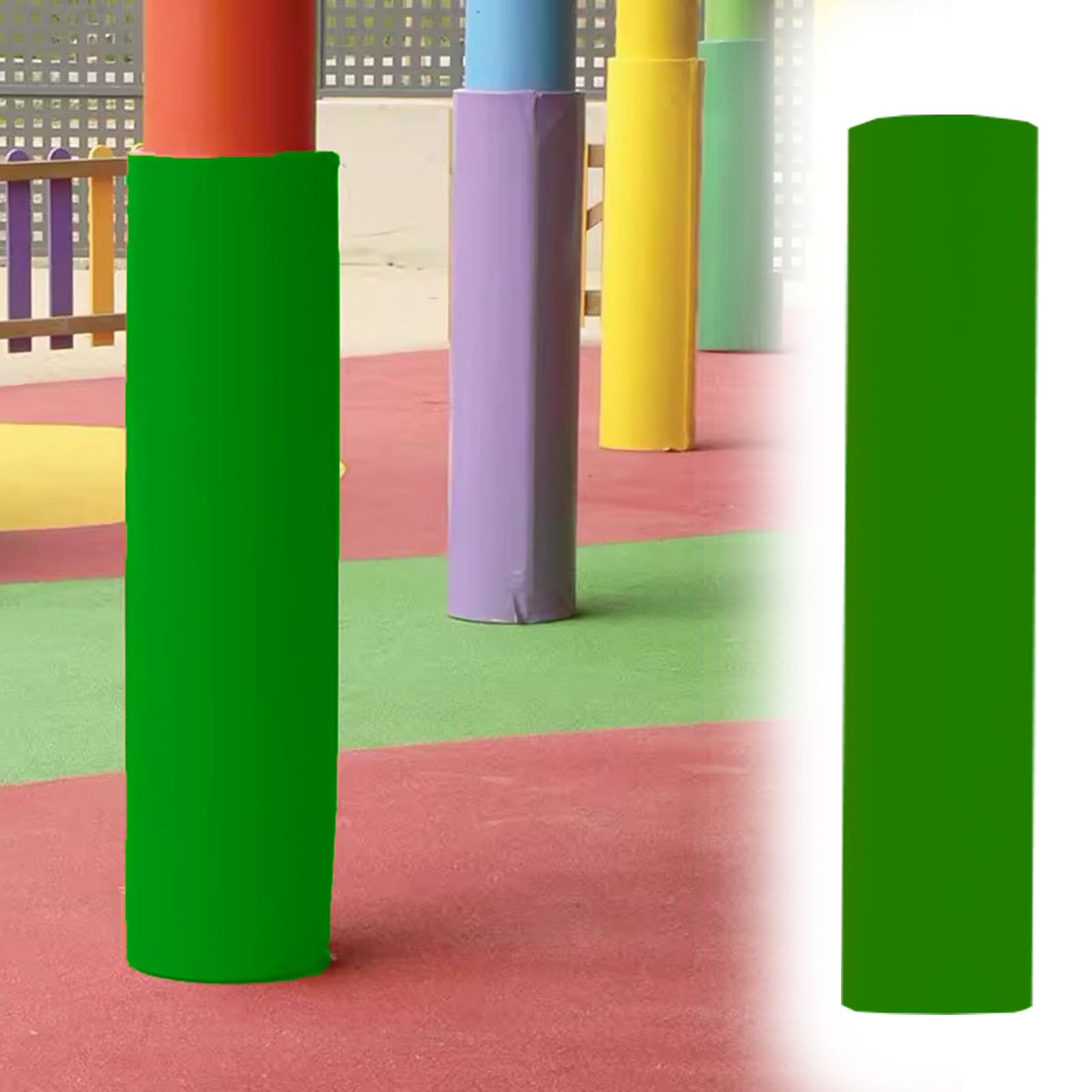All Weather Round Column Pole Padding, Safety Pole Wrap Column Cover for Community/Playground, Professional Pole Anti-collision Protector Pad(Green,Dia-4"/10.2cm)